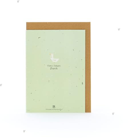 Grußkarte „Gans lieben Dank“ – Wachsende Dankeskarte aus Saatpapier mit Gänseblümchen-Saatgut | Originelle Karte zum Danke sagen für Freunde, Familie, Kollegen, Erzieher, Lehrer oder Nachbarn