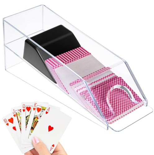 QWORK® Mazo de Cartas, Dispensador de Cartas para 6 Barajas, Accesorio para Póker o Blackjack, Transparente