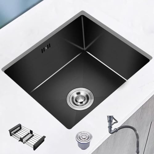 Lavello Da Cucina Sottotop In Acciaio Inox A Una Vasca Con Scarico A Sifone, Salvaspazio, Per Lavastoviglie, Camper, Dormitori, Camerette(48X40X21cm)