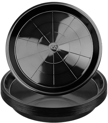 GBKDQQ Lot de 10 soucoupes rondes en plastique pour pots de fleurs, 30 cm, pour plantes d'intérieur, extérieur, jardin, noir