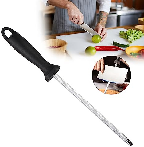 12 inch Diamond Sharpening Rod, Carbon Steel Knife Sharpener and Honing Steel for Professional Chef & Home Use, Extra Fine Grit Coated with Ergonomic Handle for Kitchen Chef Knives