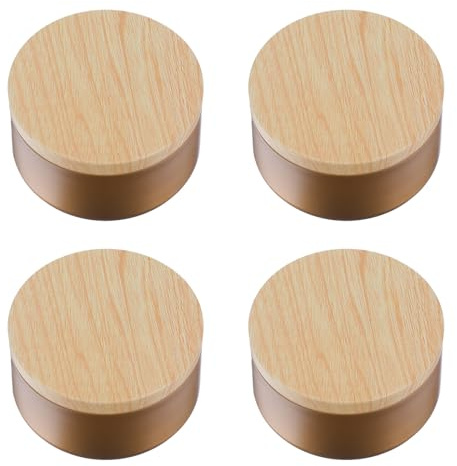 DEARMAMY 4 Pezzi Barattoli in Latta con Tappo Effetto Legno per Creazioni Te Candele Profumate Contenitori Sigillati Multiuso per Decorazioni Natale Gioielli e Conservazione Compatti