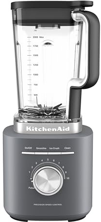 KitchenAid Pure Power Blender, 2L BPA-Free Pitcher, 1200W Motor, 10 Variable Speeds, Ice Crush & Smoothie Programs, Asymmetric Stainless Steel Blades, Charcoal Grey