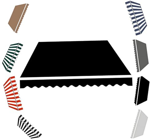Tessuto di Ricambio per Tende da Sole Retrattile, Telo di Ricambio per Tende Parasole Retrattile, Tela Parasole in Poliestere, per Veranda da Giardino Balcone(Nero,200x150cm)