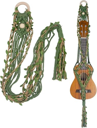 Yimuzche Makramee Ukulelen-Wandhalterung Boho Stil | Baumwollseil, Robust und langlebig, Geeignet zum aufhängen von sopran konzert tenor