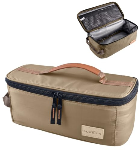 Azarxis Camping Travel Cooking Utensils Organizer Bag Cookware Storage Bag Portable Small Stuff Case for Storing Flatware Cutlery Digital Accessories Cosmetics Makeup Brushes (Khaki)