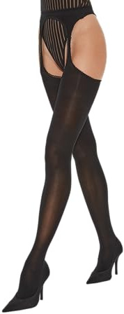 Fiore Collant Velati Extra Sottili, 60 Denari, Calze con Bretelle, Disponibili in Nero, Bianco o Rosso Black Large