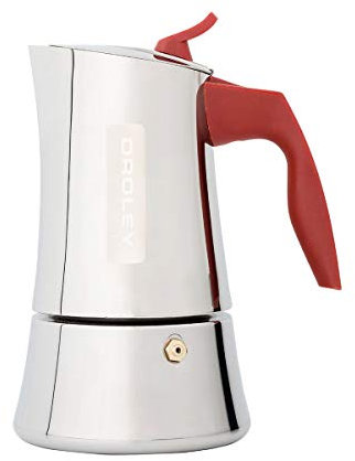 Oroley - Caffettiera Italiana Stilla | Acciaio Inossidabile | 2 Tazze | Caffettiera per Induzione, Vetroceramica, Fuoco e Gas | Stile Classico