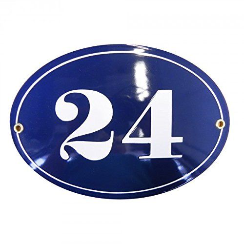 Hausnummer Hausnummernschild Emaille 15x21 cm Oval mit Wunschnummer Hausnummer, Hausschild, Vorbohrungen, Personalisierte, Hausnummernschilder, Wetterfest, Wunschtext, Farben