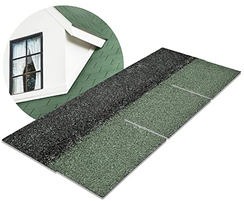 DEMMELHUBER Bitumen Dachschindeln rechteck grün Rechteckschindeln 3m² | Bitumendachschindeln 21 Stück wetterfest für Gartenhaus Carport Alternative zu Metall-Dachplatten & Dachpappe