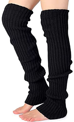 Nanxson Damen Lang Stulpe Leg Warmer Gestrickte Over-Knee Lange Beinstulpe Tanzen Strumpf (Schwarz-65)