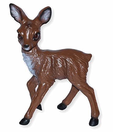 RAKSO Deko Garten Figur Dekofigur Gartenfigur Tierfigur REH Rehkitz stehend aus Kunststoff Höhe 34 cm