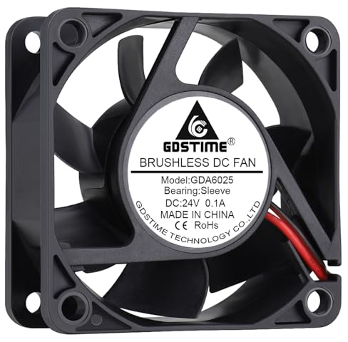 GDSTIME Lüfter 24V 60mm 2pin PC Lüfter 24V 60x60x25 2 polig Fan 60mm | 24v pc fan 60mm Gehäuselüfter 4500 U/min für Computer TV-Box Router Kühlung Lüfteraustausch