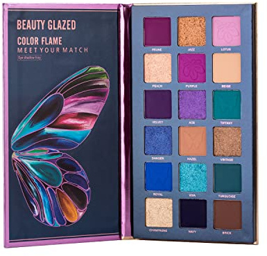 18 couleurs Smokey Eye Shadows Couleurs sautantes hautement pigmentées, délicates et douces et lumière polarisée clignotante Natural Nudes Velvet Powder Eye Makeup set # A
