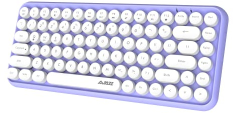 Clavier Bluetooth sans Fil, Mini Clavier Compact Mignon à 84 Touches, Technologie de Connexion Bluetooth sans Fil 2,4 GHz, Capuchon Rond rétro en ABS, Panneau Mat, Design Ergonomique (Violet)