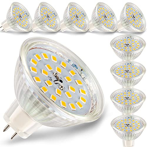 MR16 LED Lampen Warmweiß 2700K, 10er Pack MR16 GU5.3 LED 5W Ersatz für 50W 40W 35W Halogen Lampe, 500LM LED Leuchtmittel 120°Abstrahwinkel, AC/DC 12V, Hohe CRI 83 Ra, Kein Flimmern, Nicht Dimmbar