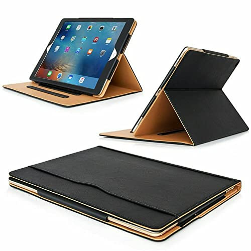 Étui en cuir noir pour iPad 10,2 9{^>e<^} génération 2021,8{^>e<^} génération 2020,7{^>e<^} génération 2019 (iPad 7, iPad 8, iPad 9) – Étui à rabat magnétique en cuir de qualité supérieure pour Apple