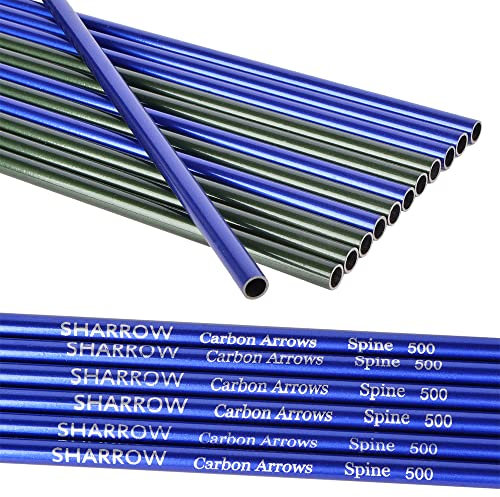 AMEYXGS 30 Zoll Carbon Pfeilschaft Carbonpfeile Schaft Spine 500 Kohlenstoff Pfeil Schäfte ID 6,2 mm für DIY Bogenpfeile Jagdpfeile Zielpfeile (12pcs, Blau)