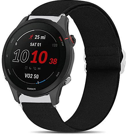 Compatible for Garmin Forerunner 255 Band, Stretch Elastics Nylon Adjustable Replacement Strap Accessories Compatible for Garmin 255 46mm / 255S 41mm Smartwatch (46mm case Forerunner 255, Black)