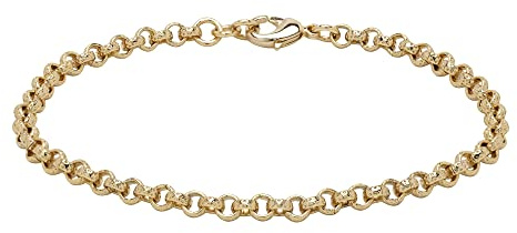 THE BLING KING 3mm width Gold Diamond Cut Pattern Belcher Chain Bracelet,Adjustable Luxury Finish and Detailing 18K Real Gold Plated Jewellery with Unique Pattern Links(Length: 8 Inch)