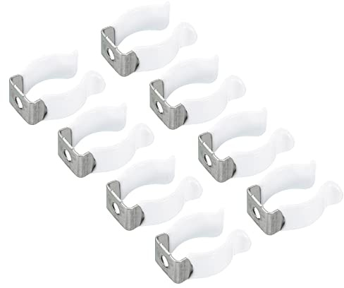 sourcing map 8Stk. T6 U Clips Halter Halterung LED-Lichtstreifenclips weiß | Rohrschellen, Edelstahl, Led Streifen Clips Rohrschellen, Für Leuchtstoffröhrenhalter