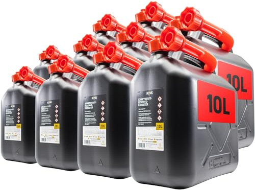 KOVA® 10x Benzinkanister 10L SCHWARZ Dieselkanister Reservekanister Kraftstoffkanister 10 Liter Wasserkanister für Benzin Diesel Wasser AdBlue, Auswahl: 5 20 20L ltr 5L 10-Liter-Kanister & Außgießer