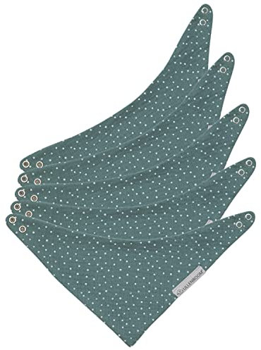 ULLENBOOM ® Dreieckstuch Baby 5er Set, Musselin Tuch in Salbeigrün (Made in EU) - Ideal als Halstuch und Baby Lätzchen, 100% OEKO-TEX Baumwolle und schadstoffgeprüft, Für Jungen und Mädchen
