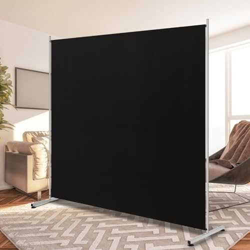 RANTILA Single Large Room Divider, Privacy Screen for Office, Partitions, Freestanding Divider, 180 cm W x 180 cm H, Black