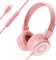 Bywulanda Auriculares para niños con Luces LED para la Escuela, Auriculares USB Tipo C con micrófono, limitador de Volumen 85/94 dB, Auriculares con Cable para niños, niñas, tabletas, Viajes, Rosa