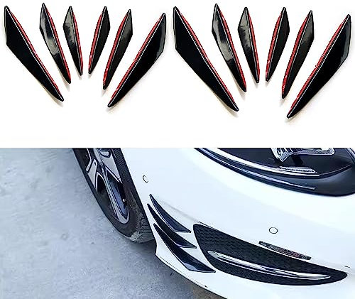 Ygapuzi 12 Pz Universal Car Spoiler Canards Kit Personalizzato Crescent Auto Paraurti Anteriore Labbra Splitter Car Body Decoration Decal Adesivo Accessori per Auto SUV Truck (Nero lucido)