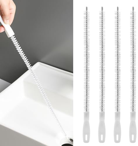 4 Pezzi Stura Lavandini e Scarichi Spazzole di Pulizia.45cm Strumenti Professionali per la Pulizia di Lavandini.Tubature e Scarichi,Spazzola per la Pulizia del Lavandino Adatti a Cucina,Bagno e Vasca