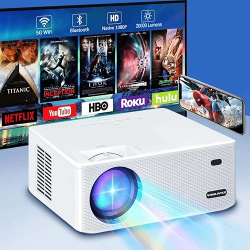VISULAPEX Projector 4K Supported – 20,000 Lumens, Native 1080P, 700 ANSI, WiFi 6, Bluetooth 5.1, HiFi Speakers, Long-Life LED, Multi-Device Compatibility – Home Cinema for Indoor & Outdoor Use