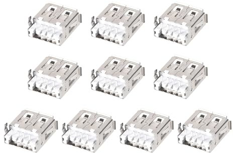 Rebower Connettore Presa Femmina Usb 2.0 Tipo A a 90 Gradi, Adattatore di Ricambio Usb per Progetti Elettronici Fai da Te - 4 Pin / 1.5A / 10 Pezzi