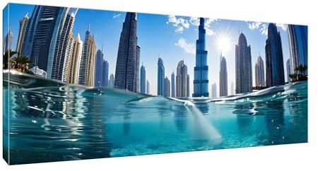 Malen Nach Zahlen Erwachsene, Dubai Landschaft DIY Ölgemälde-Kits auf Leinwand mit Pinseln und Acrylpigment, Graffiti-Liebhaber, Bild für Heimdekoration, Geschenke, Ohne Rahmen,35x70cm/14x28in W-660