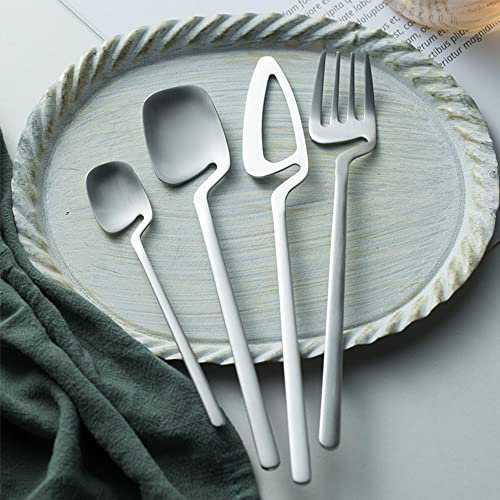 Set di posate in acciaio inox dorato per 6 posate, coltelli da bistecca, forchette, cucchiai, caffè, dessert, set da 24 pezzi, personalità lucidate a specchio, lavabili in lavastoviglie (caffè or