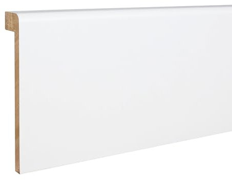Fliesenabdeckleiste Bis 85 mm Höhe 19 x 96 x 2500 mm MDF-Kern foliert Weiß zum Kleben, Schrauben & Nageln Abdeckleiste für Fliesensockel by PROVISTON 12.5 Meter | 5 Stück