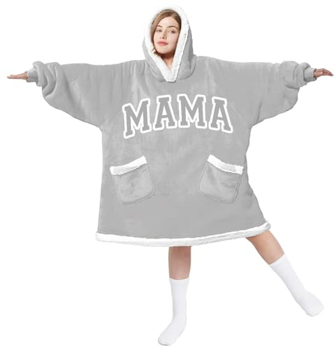 Muttertagsgeschenk für Mama - MAMA Hoodie Sherpa Decke, Geburtstagsgeschenk für Mama, Beste Mutti Geschenk, Geschenk Mutter Frau zum Ostern Muttertag Geburtstag