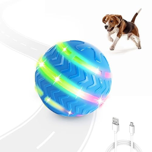 ALL FOR PAWS Interaktiv hundboll, rörelseaktiverad rullboll för hundar, interaktiv leksak för hundar – USB-laddbar med LED-belysning mot tråkighet inomhus och utomhus