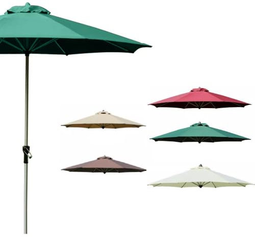 Grande ombrellone da giardino verde da 2,7 m, con asta in alluminio, resistente ai raggi UV, 8 stecche, ombrellone per terrazze bar e spazi esterni, base non inclusa