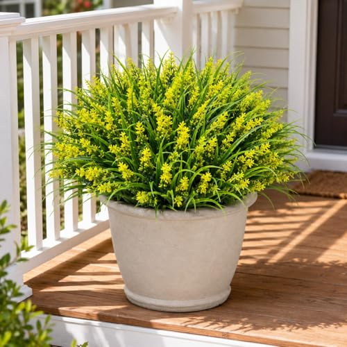 Aisamco 12 Erba Scimmia Esterno UV Resistente | Fiori finti, Arbusti realistici, Giardino fioriera, Finestra balcone, Veranda