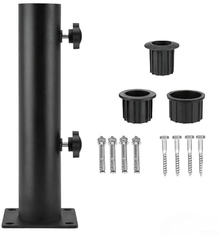 wenyouya Heavy-Duty Parasol Base Kit Iron Outdoor Umbrella Stand, Wind-Resistant, Fits 32mm 39mm 49mm Poles, Includes Adjustable Stoppers Screws(through type 2)