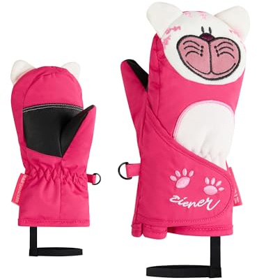 Ziener LANIMALO-Z - Manopla de esquí para niño pequeño, diseño de Animales, Resistente al Agua, Color Rosa Pop, 1,5