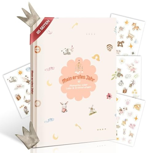 Il mio primo anno diario per neonati – Album per bambini con design a corona, 28,5 x 21 cm, libro dei ricordi, per piccole principesse e principi, regalo per la nascita