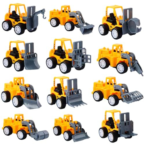 NimblusToy Construction Vehicles, 12 Pieces Mini Building Excavator, Kids Little Truck Cars Toy Engineering Vehicles Set, Suitable Kids Boys Decoration birthday gift toy ornament
