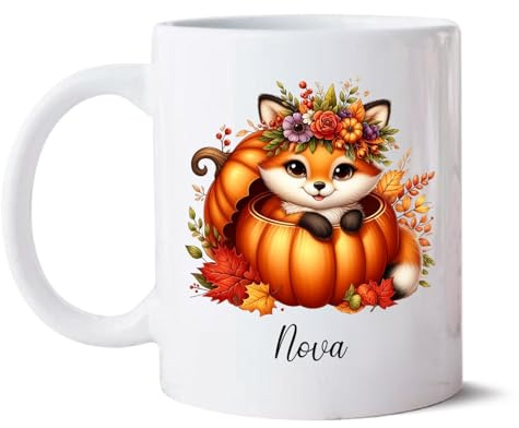 Tasse À Café Renard Automne Blanc Céramique Mug Personnalisé Mug À Café Durable Tasse À Thé Souvenir pour Cadeaux Réconfortants Maman 330Ml