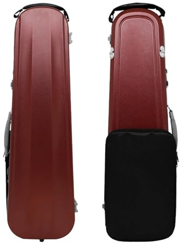 Geigenkasten 4/4 Violinenkoffer Carbonfaser-Box Rucksack Doppelter Schultergurt Tasche mit Hygrometer Kommt Notenblatt Passwortsperre(Red)