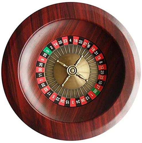 LOKLNEYK Roulette-Tisch, 12-Zoll-Holz-Roulette-Rad-Set, Casino-Unterhaltungsspiel for Erwachsene, Turntable-Freizeit-Tischspiele Roulette-Tisch,Braun