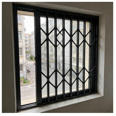 AMUFJJ Window Guards for Home Security, Folding Burglary Window Fence Grill for Basement/Bedroom/Garage, Aluminum Protection Safety Bars(140x140cm (55x55in))