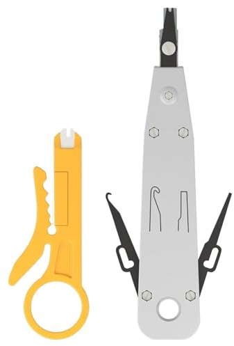 Professional Punch Down Tool with Wire Stripper Combo, Impact IDC Network Tool for RJ45 Cat5/Cat6/Cat7 & Telephone Cables, Includes Hook Blade, Ideal for Home, Office & Network Installation