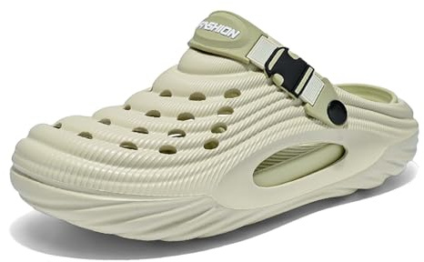 Zoccoli da uomo e donna, con plateau, con fibbia, con suola spessa, da giardino, da donna, alla moda, per attività all'aperto, da spiaggia, verde, 43 EU